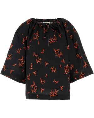 Fendi Printed Linen Blouse - Black