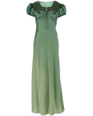 Chloé Satin Long Dress - Green