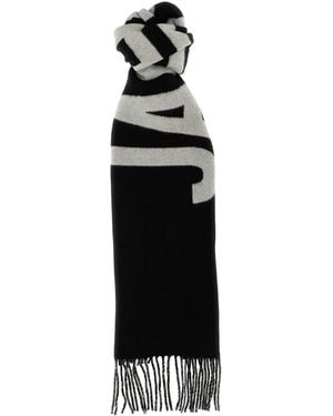 Jacquemus Intarsia Logo Wool Scarf - Black