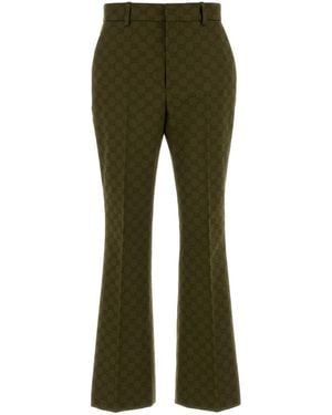パンツ GUCCI MILITARY GREEN TROUSERS IN GG FABRIC Women's Gucci Straight-leg pants | Lyst