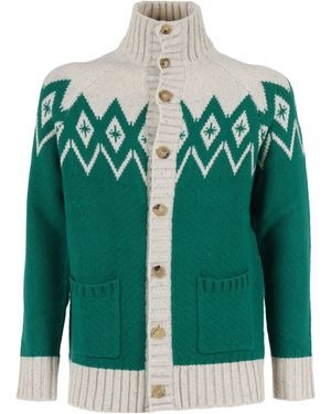 Ballantyne T Neck Cardigan - Green