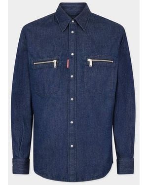DSquared² Dsquared2 Denim With Zip Pocket Details Shirt - Blue