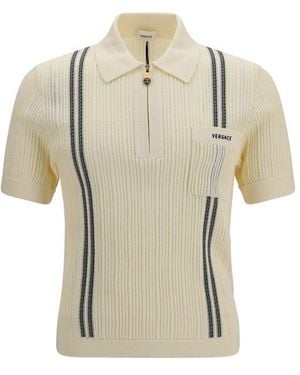 Versace Beige Cotton Polo Shirt - Natural