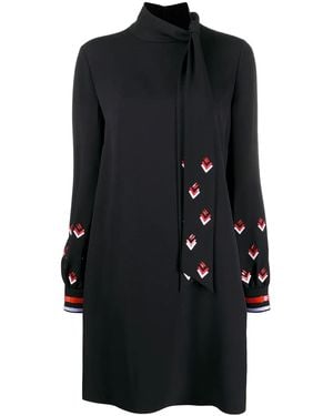 Valentino Sequin-Detail Long-Sleeve Dress - Black