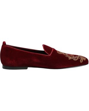 Dolce & Gabbana Velvet Embroidered Loafers
