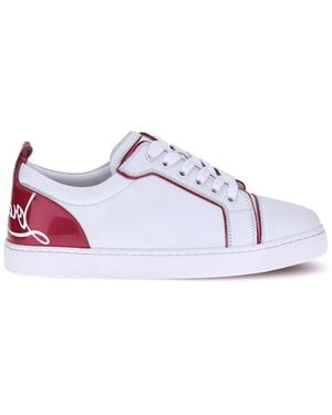 Christian Louboutin Fun Louise Junior Flat Calf Ds/Pat Perle - White