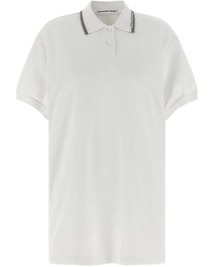 T By Alexander Wang Intarsia Collar Polo Dress - White