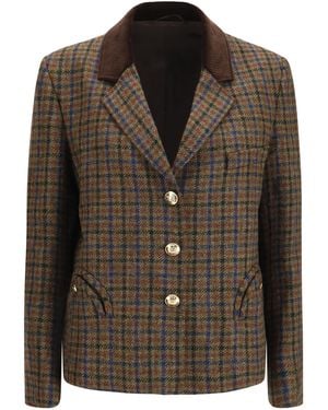 Blazé Milano Blazer Shelley Wool Blend Tweed Blazers & Vests - Brown