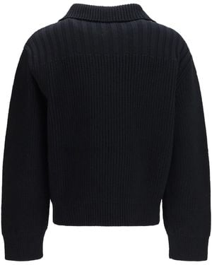Dries Van Noten Cardigan High-Neck Merino Wool - Black