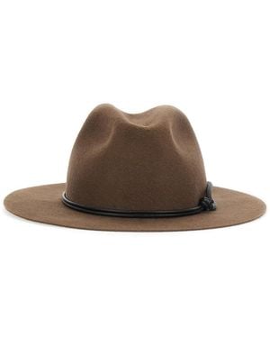 Brunello Cucinelli Felt Fedora Hat With Monile Detail Wool - Brown