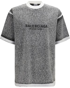 Balenciaga Oversized Mélange T-Shirt Cotton T-Shirts - Gray