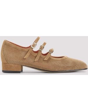 CAREL PARIS Ariana Split Suede Maryjane Pumps Leather Shoe - Natural