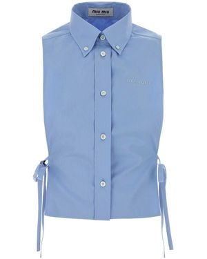Miu Miu Cerulean Poplin Shirt - Blue