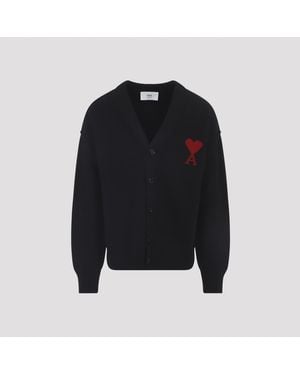 Ami Paris Ami Adc Cardigan Wool Sweater - Black