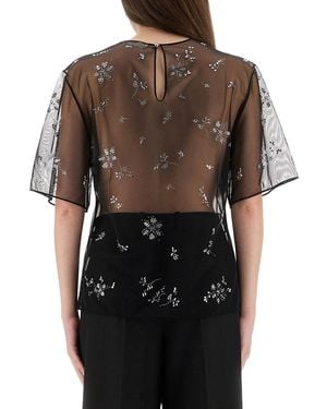 Rabanne Transparent Top With Applications Polyamide Tops - Black