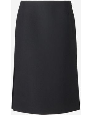 Fendi Midi Skirt Wool-Silk - Black