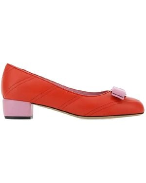 Ferragamo Signature Vara Bow Detail Court Shoes - Red