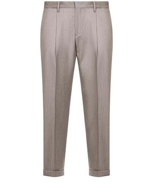 D 40 Dove Wool And Cashmere Flannel Tiberio Pants - Gray