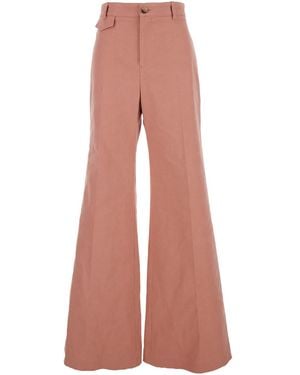 Chloé Trousers Wiht Belt Loops And Wide Leg - Pink