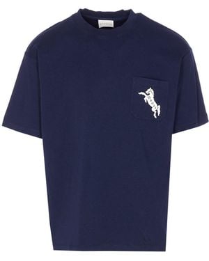 Drole de Monsieur Le Embleme Chevaux T-Shirt - Blue