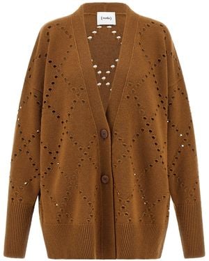 Nude Argyle Cut-Out Cardigan - Brown