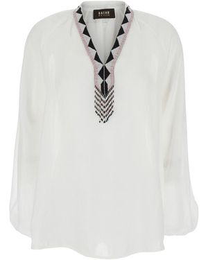 Bazar Deluxe Cotton V-Neck Shirt For Glass Ramie And Blouses - White