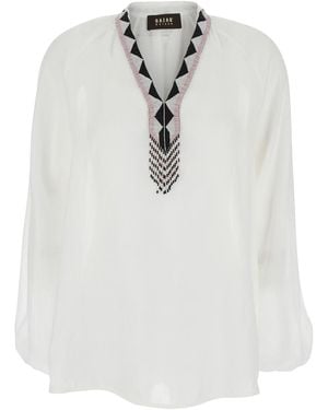 Bazar Deluxe Cotton V-Neck Shirt For Glass Ramie And Blouses - White