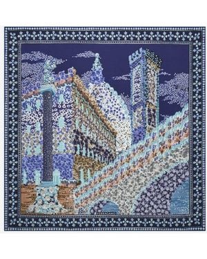 Ferragamo Silk Scarf With Palazzo Print - Blue