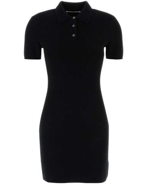 T By Alexander Wang Wool Blend Polo Dress - Black