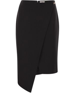 Elisabetta Franchi Crepe Skirt With Jewel Detail - Black