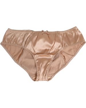 Dolce & Gabbana Silk Satin Bow Lace Trim Underwear Clothing - Natural