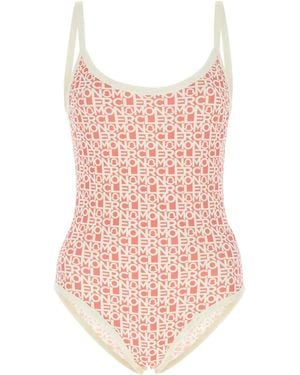 Moncler Printed Stretch Nylon Swimsuit - Pink