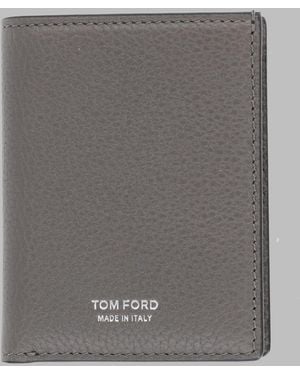 Tom Ford Card Holder Calf Leather Wallets & Purses - Gray