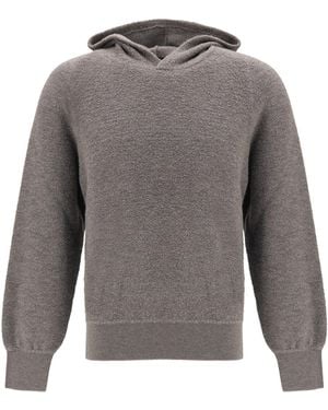 Piacenza Cashmere Virgin Wool Hooded Sweatshirt Fleece Ovis Aries Sweatshirts - Gray