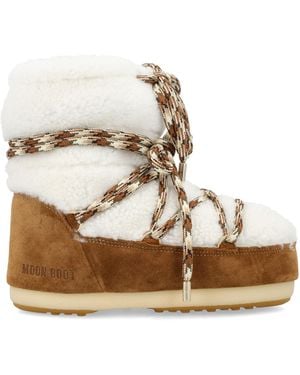 Moon Boot Classic Icon Shearling Boots Upper - White