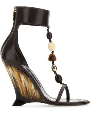 Ferragamo Leather Selene Sandals - Black