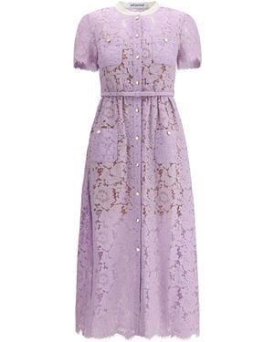 Self-Portrait Lace Long Dress - Purple