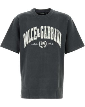 Dolce & Gabbana Charcoal Cotton T-Shirt - Black