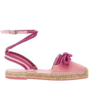 Mach &amp; Mach Double Bow Riviera Espadrilles - Pink