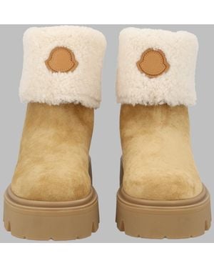 Moncler 100% Real Leather Boots - Natural