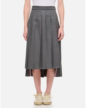 Thom Browne Midi Pleated Skirt - Grey