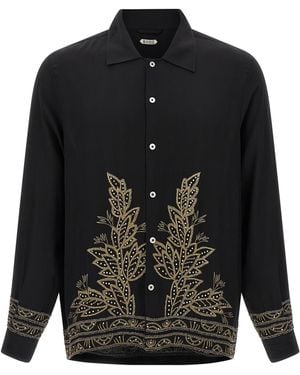 Bode Beaded Epoque Shirt Silk Shirt, Blouse - Black