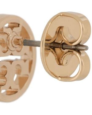 Tory Burch Earrings Brass Logo - White