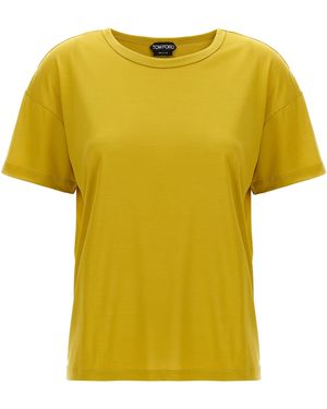 Tom Ford Relaxed Silk T-Shirt With Crew Neck - Yellow
