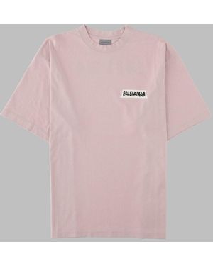 Balenciaga Masking Tape T-Shirt Cotton Elastane T-Shirts And Polos - Pink