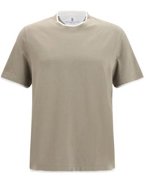 Brunello Cucinelli Bicolour Cotton T - Grey
