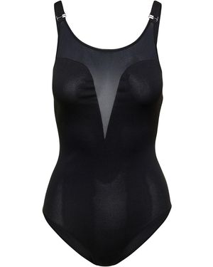 Alexander McQueen Silk-Blend Mesh Backless Bodysuit - Black