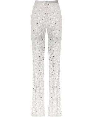 Alessandra Rich Rhinestone-Embellished Lace Leggings With Flared Silhouette - White