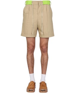 Palm Angels Side Band Bermuda Shorts - Natural