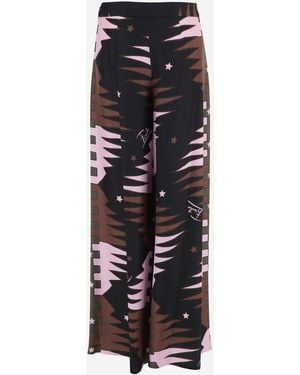 PUCCI Silk Pants With Valdimontone Print Pants - Black